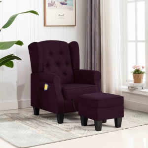 Fotoliu de masaj cu taburet, violet, material textil