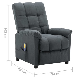 Fotoliu de masaj rabatabil, gri deschis, material textil - Img 7