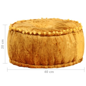 Fotoliu puf rotund, muștar, 40 x 20 cm, catifea - Img 4