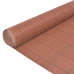 Gard de grădină cu două fețe, maro, 90 x 500 cm, PVC - Img 4