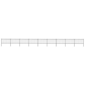 Gard de grădină cu vârf curbat, negru, 15,3 x 1 m, oțel