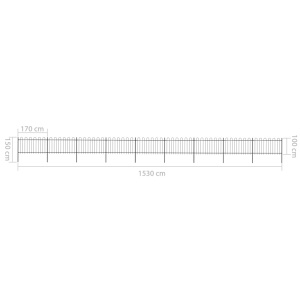 Gard de grădină cu vârf curbat, negru, 15,3 x 1 m, oțel - Img 5