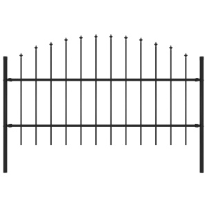 Gard de grădină cu vârf suliță, negru, (0,75-1) x 1,7 m, oțel