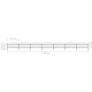 Gard de grădină cu vârf suliță, negru, (0,75-1) x 11,9 m, oțel - Img 5