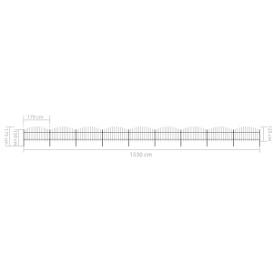 Gard de grădină cu vârf suliță, negru, (1-1,25)x15,3 m oțel - Img 5