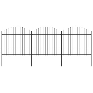 Gard de grădină cu vârf suliță, negru, (1,5-1,75)x5,1 m oțel