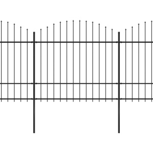 Gard de grădină cu vârf suliță, negru, (1,5-1,75)x5,1 m oțel - Img 2