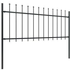 Gard de grădină cu vârf suliță, negru, 1,7 x 0,8 m, oțel - Img 2