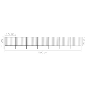 Gard de grădină cu vârf suliță, negru, 11,9 x 1,5 m, oțel - Img 5