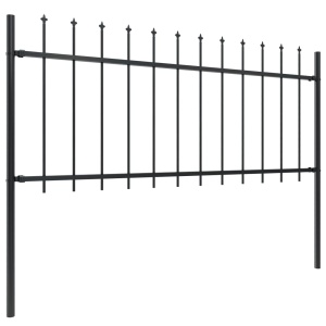 Gard de grădină cu vârf suliță, negru, 13,6 x 0,8 m, oțel - Img 2