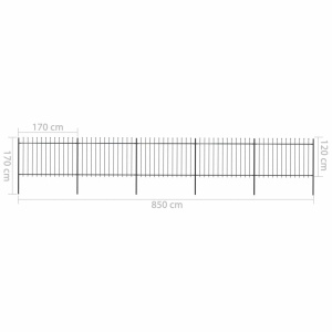 Gard de grădină cu vârf suliță, negru, 8,5 x 1,2 m, oțel - Img 5