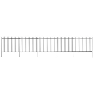 Gard de grădină cu vârf suliță, negru, 8,5 x 1,5 m, oțel