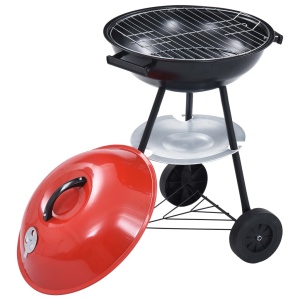 Grătar pe cărbuni tip ceainic XXL portabil cu roți, 44 cm - Img 8