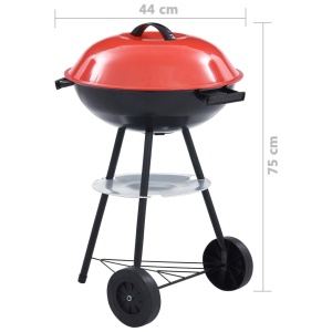 Grătar pe cărbuni tip ceainic XXL portabil cu roți, 44 cm - Img 10