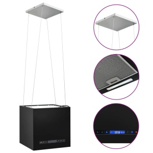 Hotă suspendată insulă, LCD tactil, 37 cm, oțel - Img 2