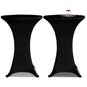 Husă de masă cu picior Ø60 cm, 4 buc., negru, elastic - Img 2