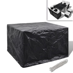 Husă mobilier grădină poliratan 4 persoane, 8 ocheți, 113 x 113 cm