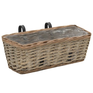 Jardinieră de balcon, 2 buc., 40 cm, răchită căptușeală PE - Img 3