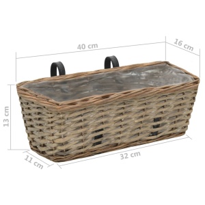 Jardinieră de balcon, 2 buc., 40 cm, răchită căptușeală PE - Img 5