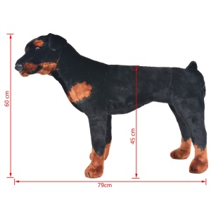 Jucărie de pluș câine rottweiler, negru și maro XXL - Img 4