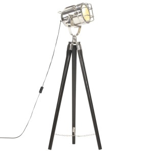 Lampă de podea trepied, negru, 97 cm, lemn masiv de mango - Img 2