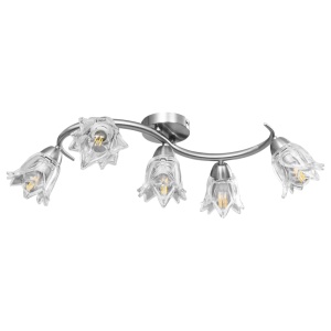 Lustră, abajururi din sticlă transparentă, 5 becuri E14, lalea - Img 2