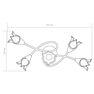 Lustră, abajururi din sticlă transparentă, 5 becuri E14, lalea - Img 12