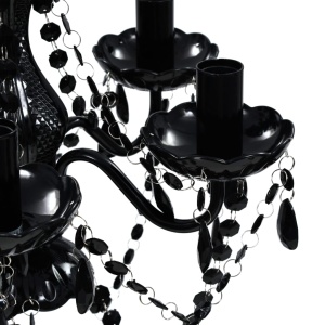 Lustră Cristal Artificial pentru 5 becuri Negru - Img 4