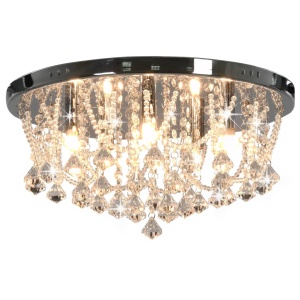 Lustră cu mărgele de cristal, argintiu, rotund, 4 becuri x G9 - Img 5