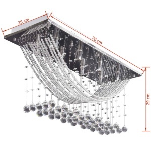 Lustră cu mărgele strălucitoare din sticlă, 8 x G9, 29 cm, alb - Img 10