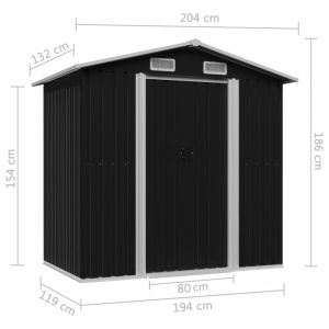 Magazie depozitare grădină antracit 204x132x186 cm oțel - Img 7