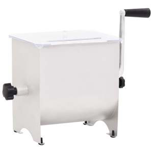 Malaxor de carne manual cu capac argintiu 20 L oțel inoxidabil - Img 3