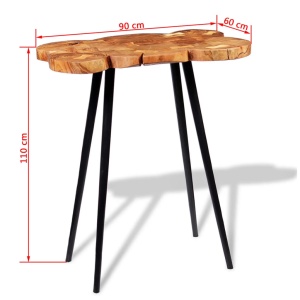 Masă bar lemn masiv de salcâm, model bușteni 90x60x110 cm - Img 9