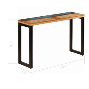 Masă consolă, 120 x 35 x 76 cm, lemn masiv reciclat și oțel - Img 6
