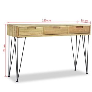 Masă consolă, 120x35x76 cm, tec masiv - Img 9