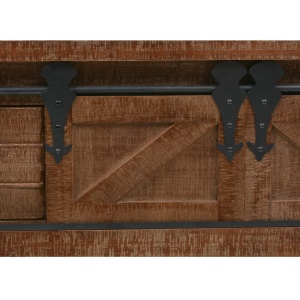 Masă consolă din lemn masiv de brad, maro, 131x35,5x75 cm - Img 11