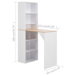 Masă de bar cu dulap, alb, 115 x 59 x 200 cm - Img 5