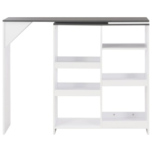 Masă de bar cu raft mobil, alb, 138x40x120 cm - Img 3