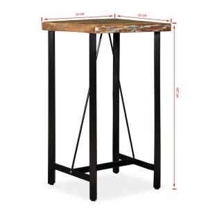 Masă de bar, lemn masiv reciclat, 60 x 60 x 107 cm - Img 10