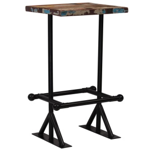 Masă de bar, lemn masiv reciclat, multicolor, 60 x 60 x 107 cm - Img 7