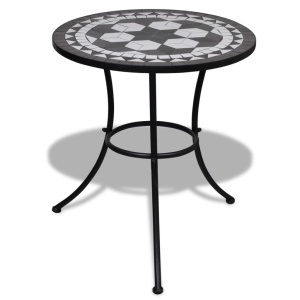 Masă de bistro, alb și negru, 60 cm, mozaic