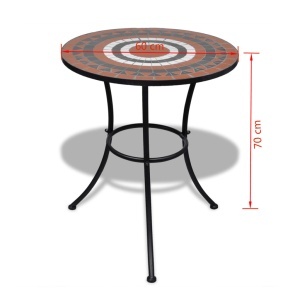 Masă de bistro, cărămiziu și alb, 60 cm, mozaic - Img 5