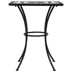 Masă de bistro mozaic, negru și alb, 60 cm, ceramică - Img 3