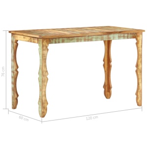 Masă de bucătărie, 120 x 60 x 76 cm, lemn masiv reciclat - Img 4