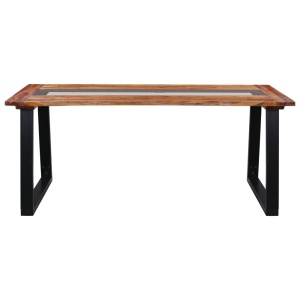 Masă de bucătărie, 180x90x75 cm, lemn masiv acacia & sticlă - Img 2