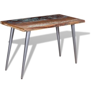 Masă de bucătărie din lemn masiv reciclat, 120 x 60 x 76 cm - Img 2