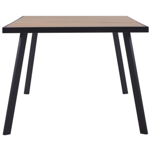 Masă de bucătărie, lemn deschis &amp; negru, 200 x 100 x 75 cm, MDF - Img 3