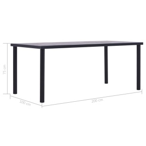 Masă de bucătărie, negru &amp; gri beton, 200 x 100 x 75 cm, MDF - Img 5