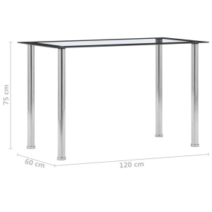 Masă de bucătărie, negru/transparent, 120 x 60 x 75 cm, sticlă - Img 5