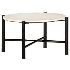 Masă de cafea alb 60x60x35 cm piatră naturală aspect marmură - Img 7
